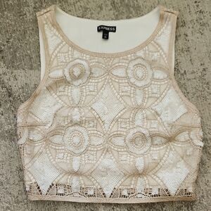 Express Cream Lace Tank Top